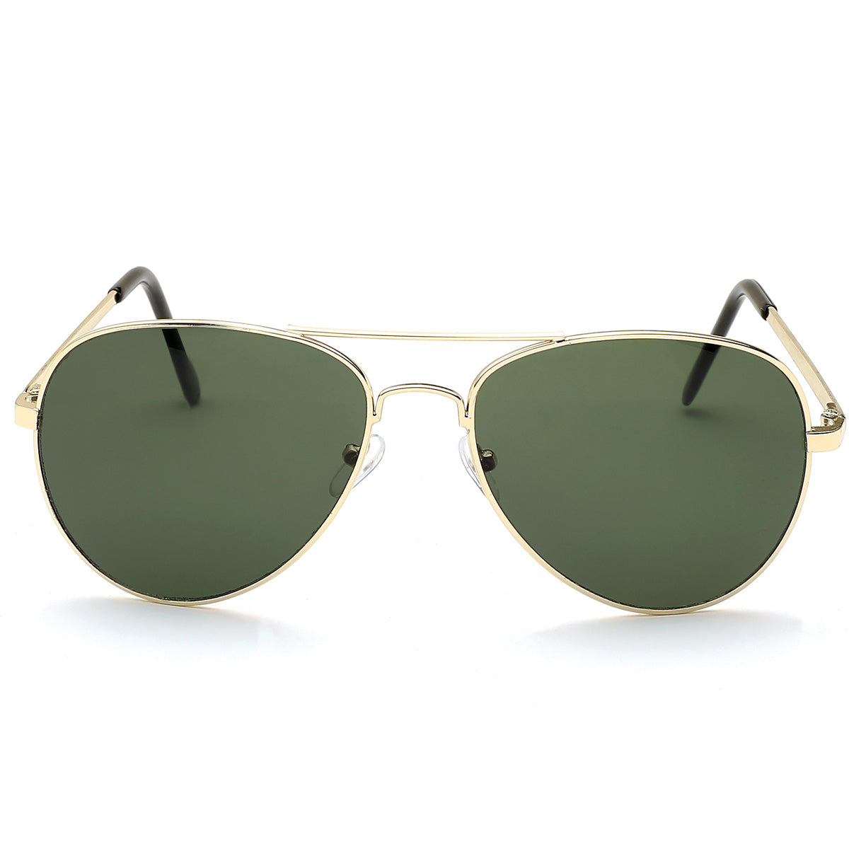 Gold Metal And Web Frame Aviator Sunglasses With Green Lenses