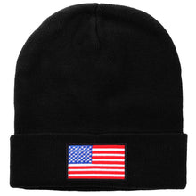 Load image into Gallery viewer, American Flag Embroidered Beanie Hat - Black