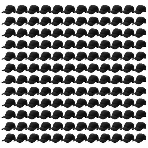 144-Pack Baseball Dad Cap Velcro Strap Adjustable Size - Black