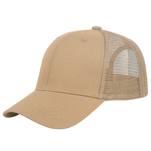 6 Panel Trucker Hat - Khaki