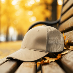 6 Panel Trucker Hat - Khaki