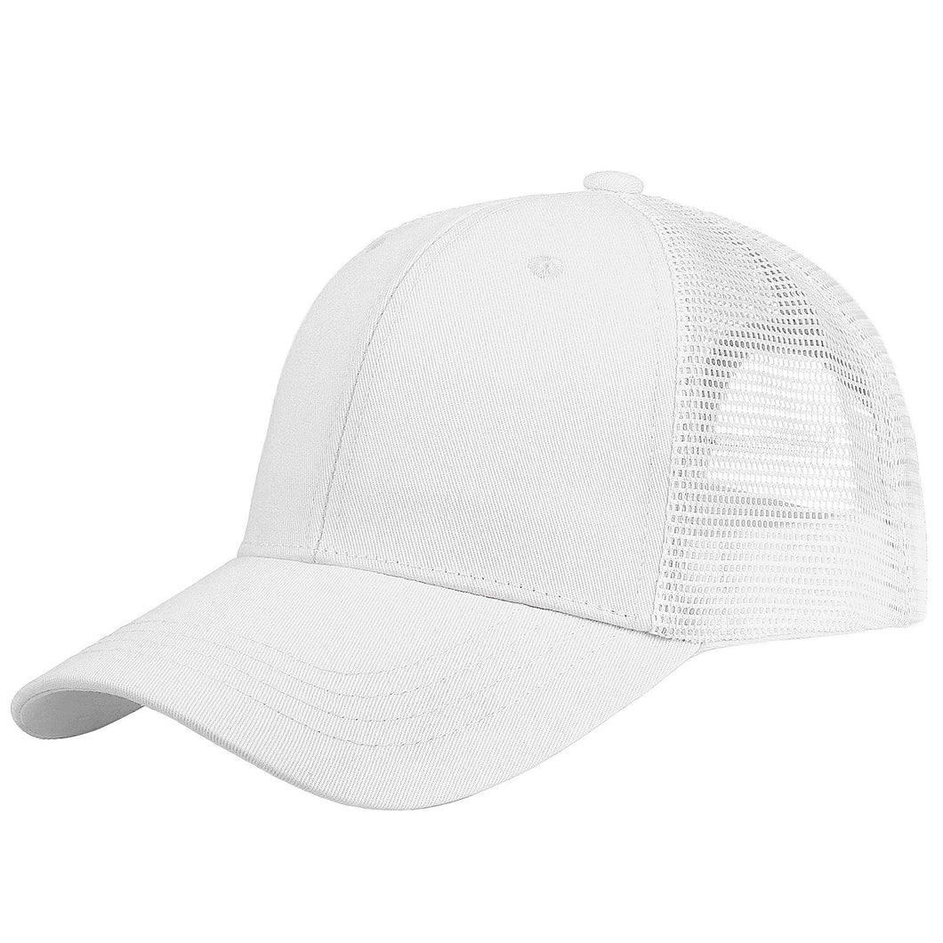 6 Panel Trucker Hat - White