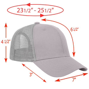 6 Panel Trucker Hat - Light Gray