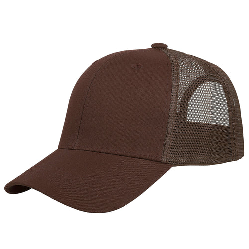 6 Panel Trucker Hat - Brown