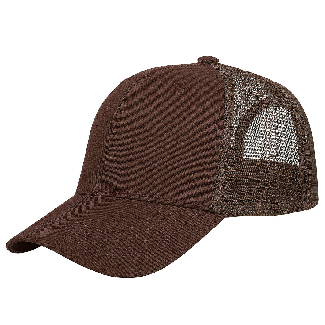 6 Panel Trucker Hat - Brown