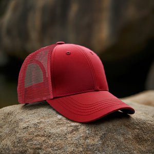 6 Panel Trucker Hat - Burgundy