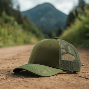 6 Panel Trucker Hat - Army Green