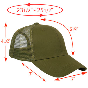 6 Panel Trucker Hat - Army Green