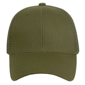 6 Panel Trucker Hat - Army Green