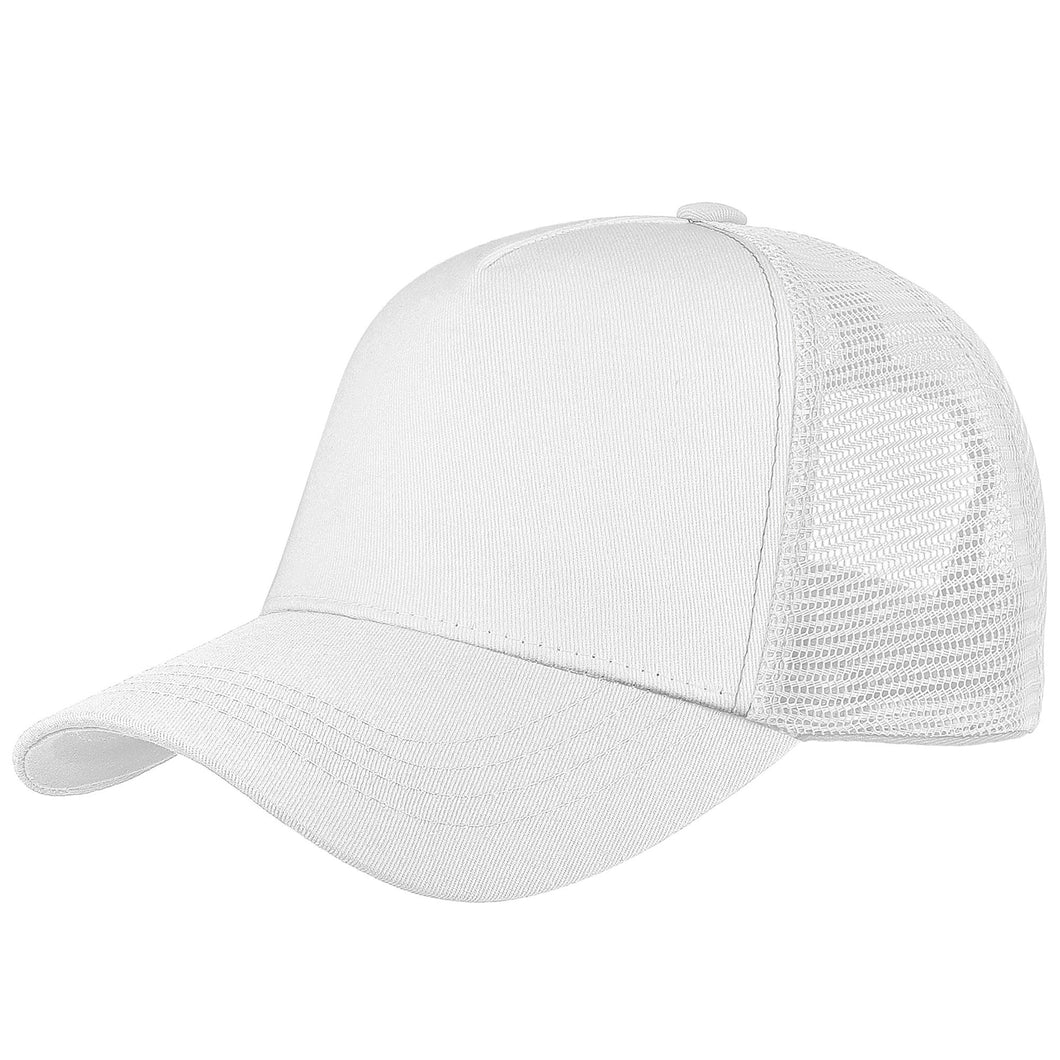 5 Panel Trucker Hat - White