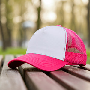 5 Panel Trucker Hat - Hot Pink