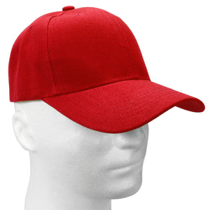 12-Pack Baseball Dad Cap Velcro Strap Adjustable Size - Red