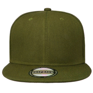 Hip Hop Style Snapback Hat Flat Bill Adjustable Size - Army Green