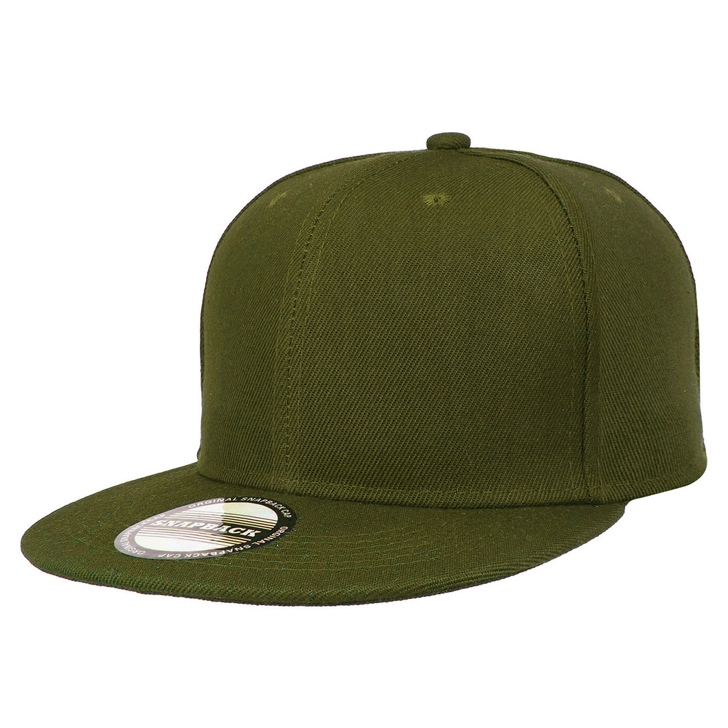 Hip Hop Style Snapback Hat Flat Bill Adjustable Size - Army Green