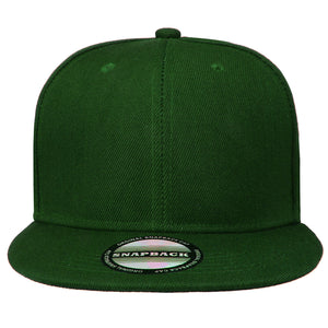 Hip Hop Style Snapback Hat Flat Bill Adjustable Size - Hunter Green