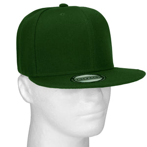 Hip Hop Style Snapback Hat Flat Bill Adjustable Size - Hunter Green