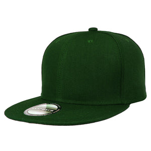 Hip Hop Style Snapback Hat Flat Bill Adjustable Size - Hunter Green