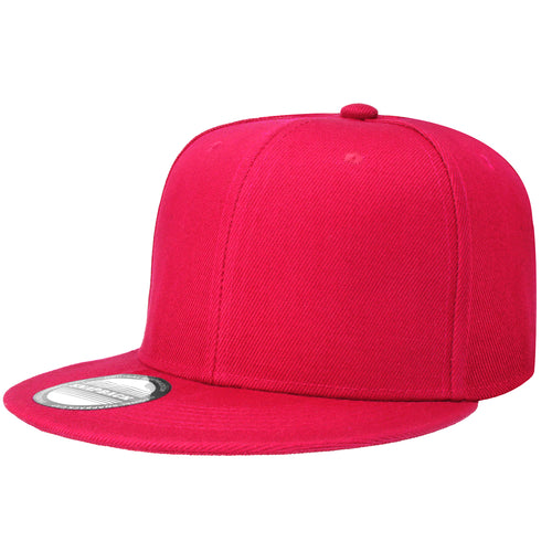 Hip Hop Style Snapback Hat Flat Bill Adjustable Size - Hot Pink