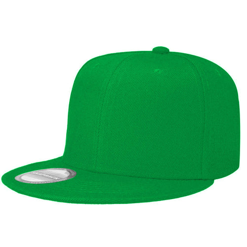 Hip Hop Style Snapback Hat Flat Bill Adjustable Size - Kelly Green