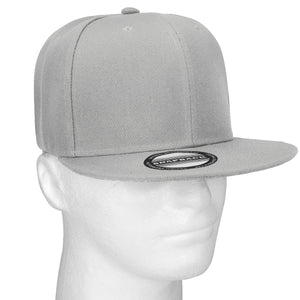 Hip Hop Style Snapback Hat Flat Bill Adjustable Size - Light Gray