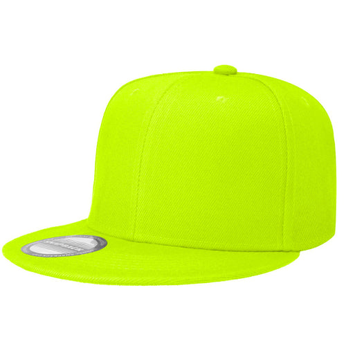 Hip Hop Style Snapback Hat Flat Bill Adjustable Size - Neon Green