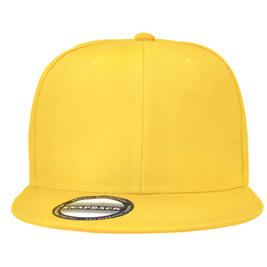 Hip Hop Style Snapback Hat Flat Bill Adjustable Size - Yellow