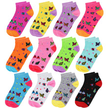 Load image into Gallery viewer, 12-Pack Butterfly Women&#39;s Ankle Socks