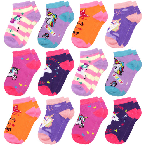 12-Pack Unicorn Girl Ankle Socks