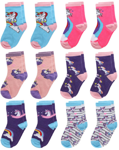 12-Pack Unicorn Girl Crew Socks