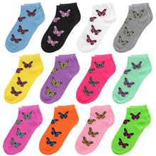 Load image into Gallery viewer, 12-Pack Butterfly Women&#39;s Ankle Socks