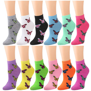 12-Pack Butterfly Women's Ankle Socks