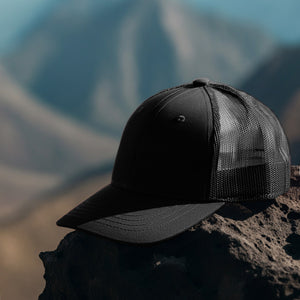 6 Panel Trucker Hat - Black