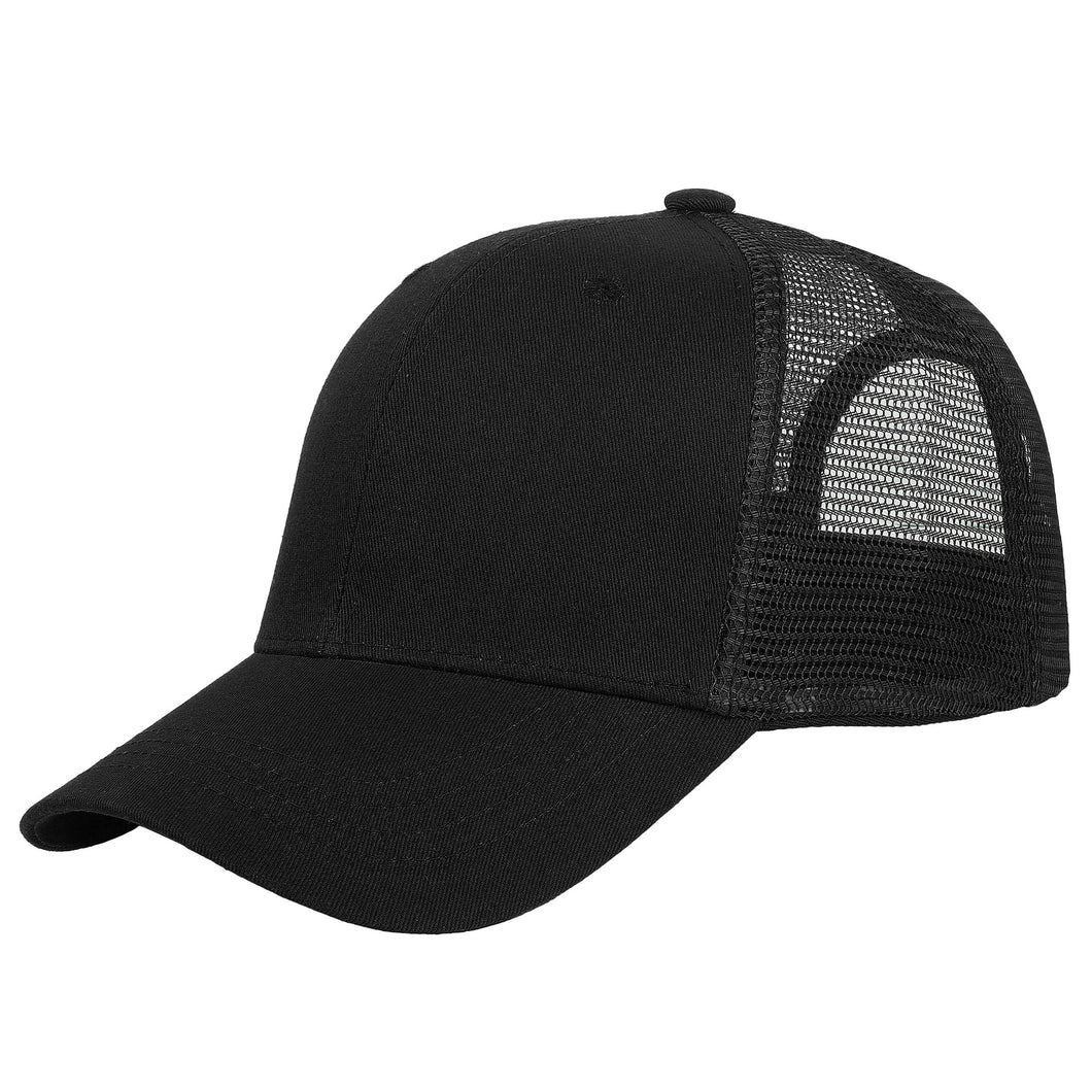 6 Panel Trucker Hat - Black