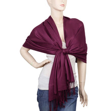 Load image into Gallery viewer, Women&#39;s Soft Solid Color Pashmina Shawl Wrap Scarf - Wine