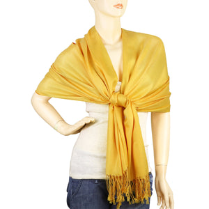 Women's Soft Solid Color Pashmina Shawl Wrap Scarf - Gold