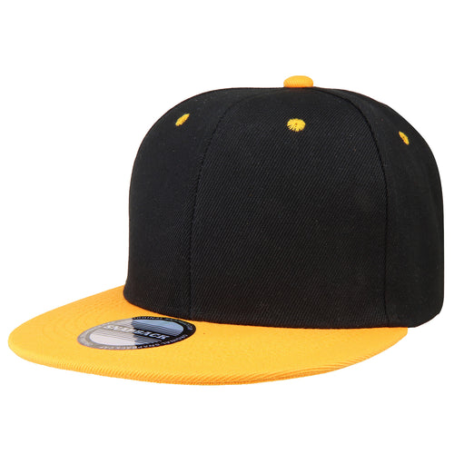 Hip Hop Style Snapback Hat Flat Bill Adjustable Size - Black/Gold