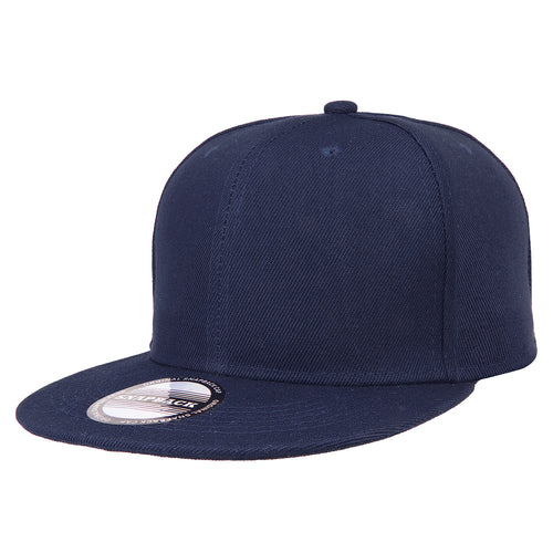 Hip Hop Style Snapback Hat Flat Bill Adjustable Size - Navy