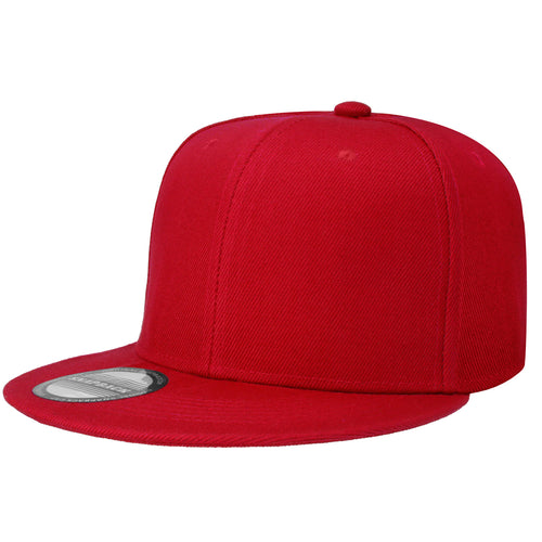 Hip Hop Style Snapback Hat Flat Bill Adjustable Size - Red