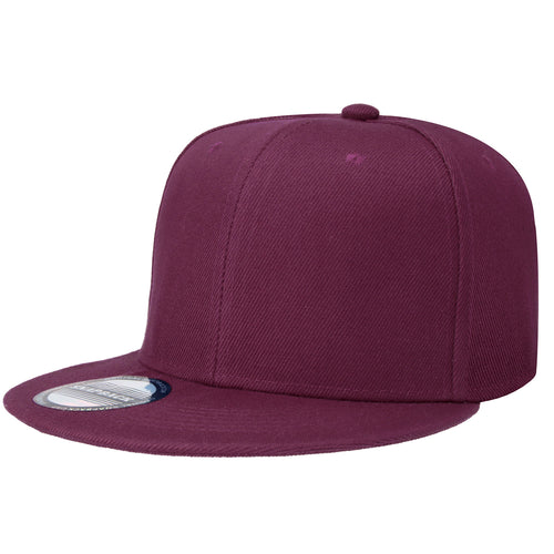 Hip Hop Style Snapback Hat Flat Bill Adjustable Size - Wine