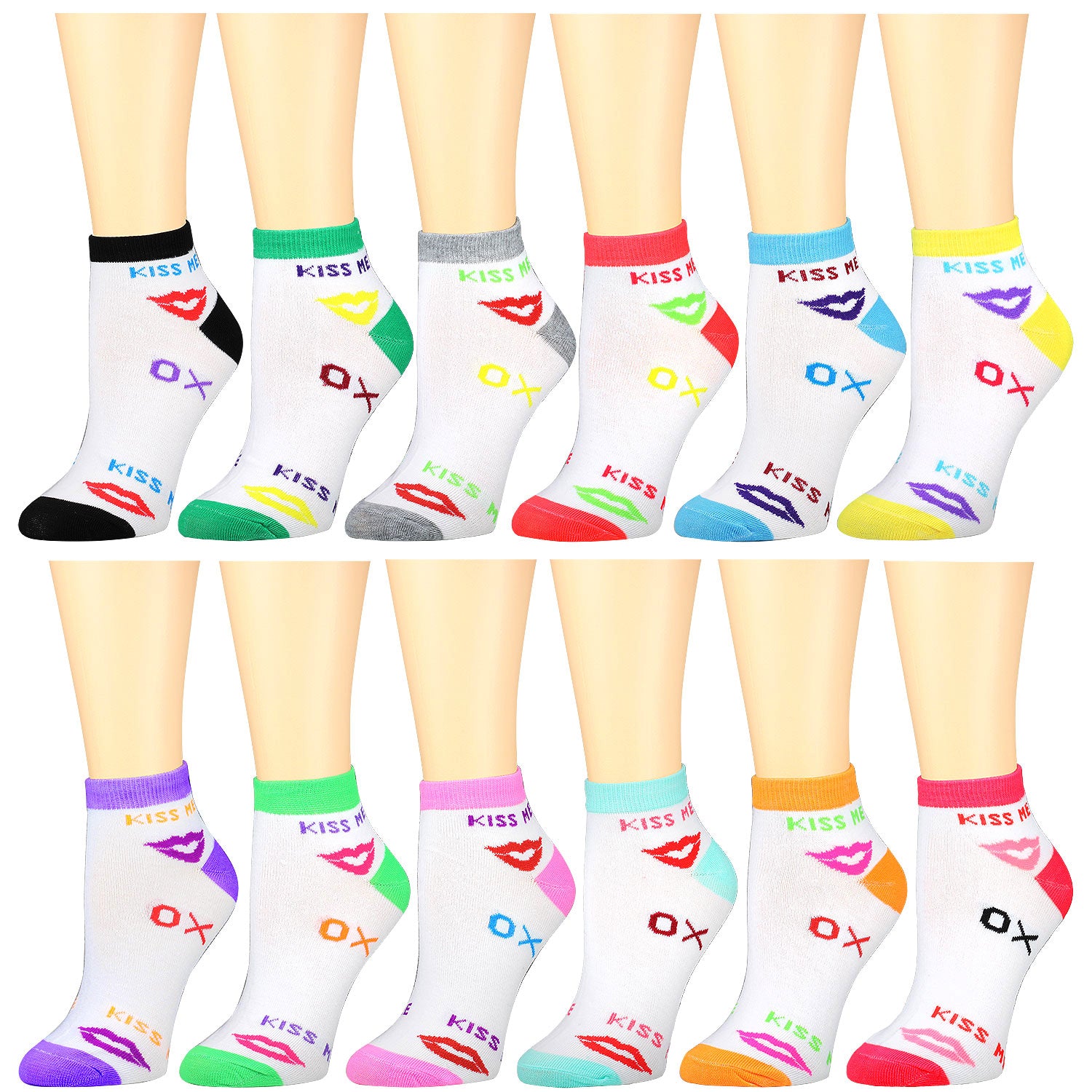 Falari 12 Pairs Women Ankle Socks Colorful ComfortSoft Lightweight Sports  Athletic Socks